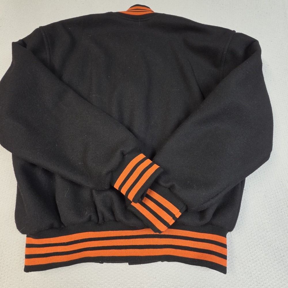 Vintage Gem Sportswear Wool Varsity Jacket Mens XL Black Orange Made in USA - Picture 3 of 7